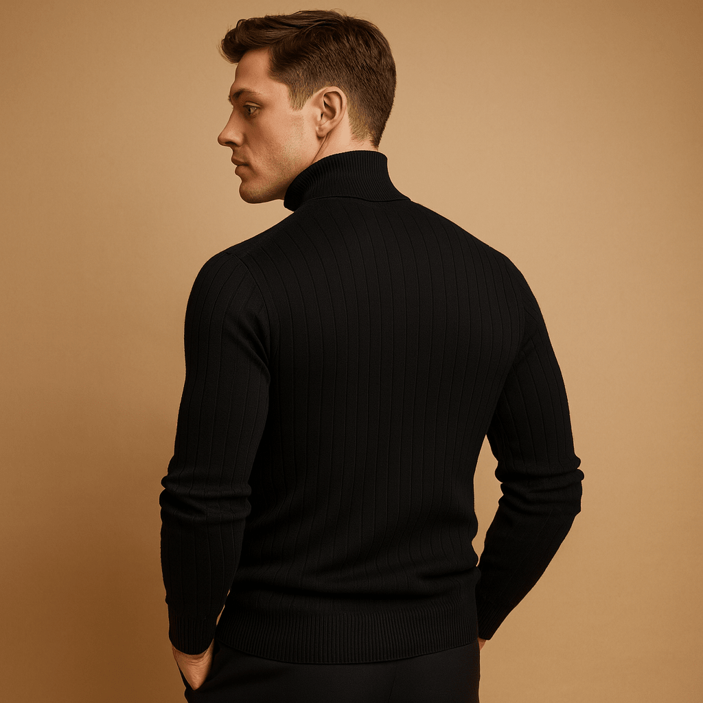 Sweter Męski z Golfem | Dopasowany Krój na Długi Rękaw - Arkadya Outlet - Sweaters