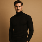 Sweter Męski z Golfem | Dopasowany Krój na Długi Rękaw - Arkadya Outlet - Sweaters
