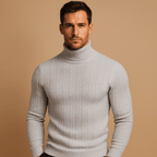 Sweter Męski z Golfem | Dopasowany Krój na Długi Rękaw - Arkadya Outlet - Sweaters