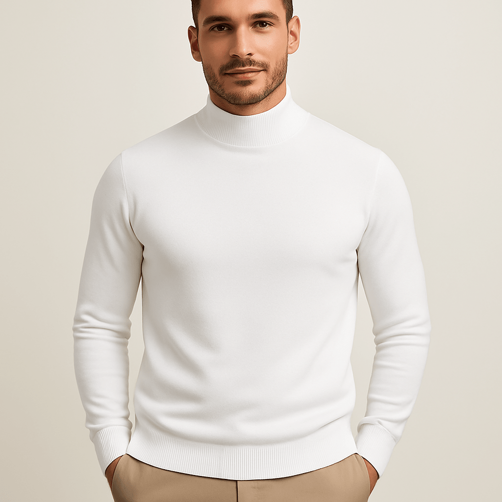Sweter Męski z Golfem | Dopasowany Krój z Długim Rękawem - Arkadya Outlet - Sweaters