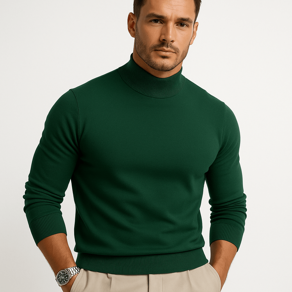 Sweter Męski z Golfem | Dopasowany Krój z Długim Rękawem - Arkadya Outlet - Sweaters