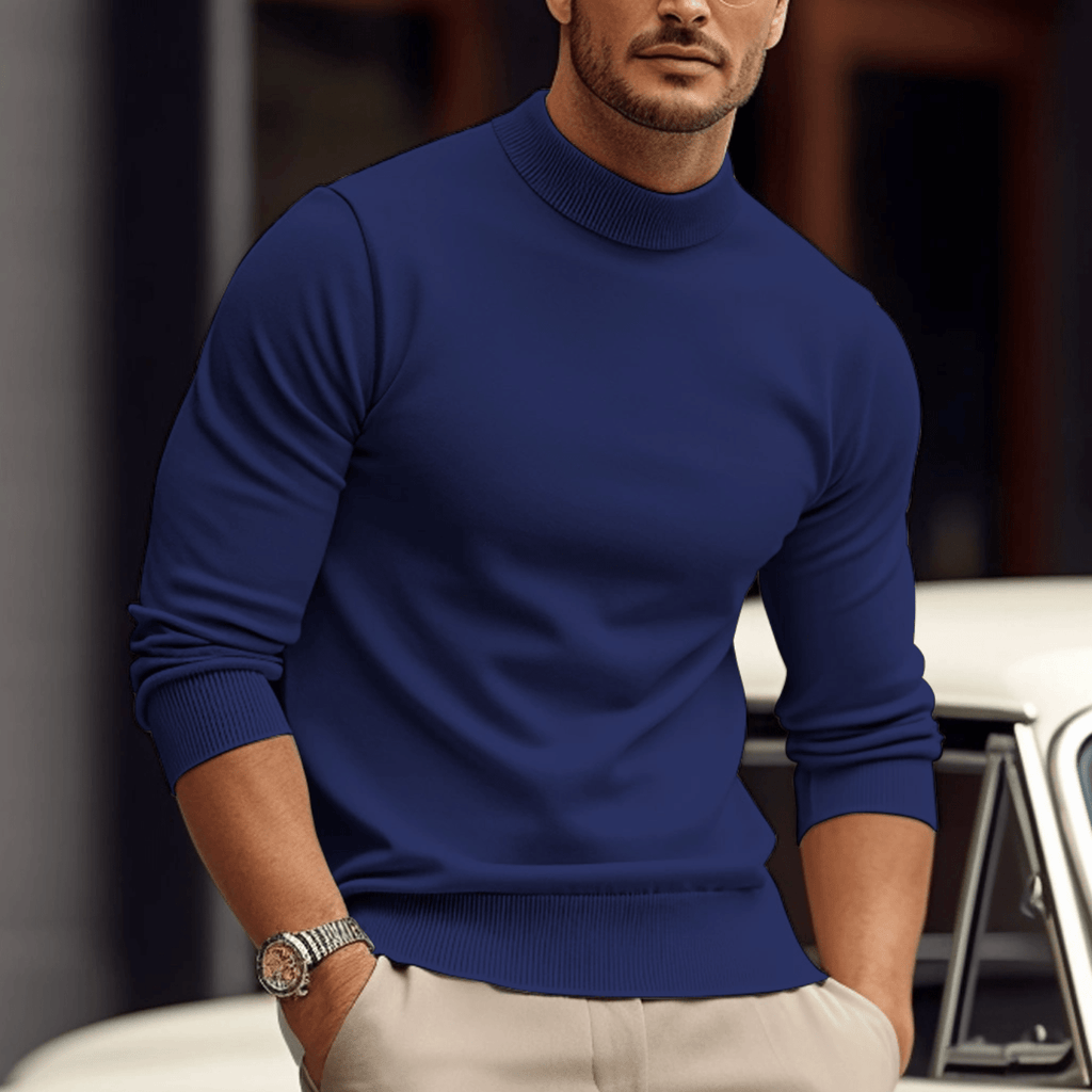Sweter Męski z Golfem | Dopasowany Krój z Długim Rękawem - Arkadya Outlet - Sweaters