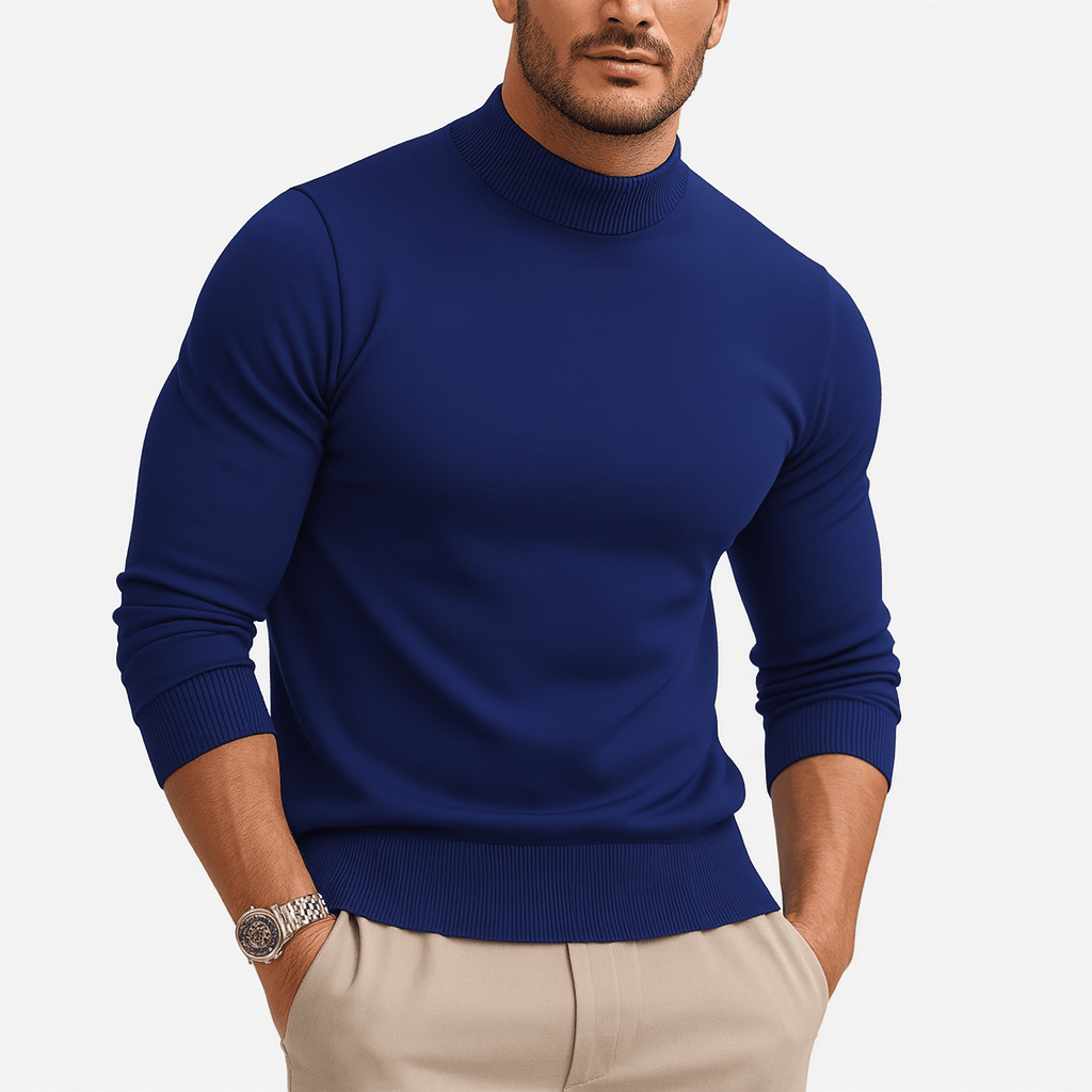 Sweter Męski z Golfem | Dopasowany Krój z Długim Rękawem - Arkadya Outlet - Sweaters