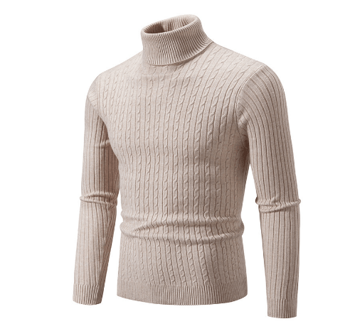 Sweter Męski z Golfem | Prążkowany Splot z Długim Rękawem - Arkadya Outlet - Sweaters