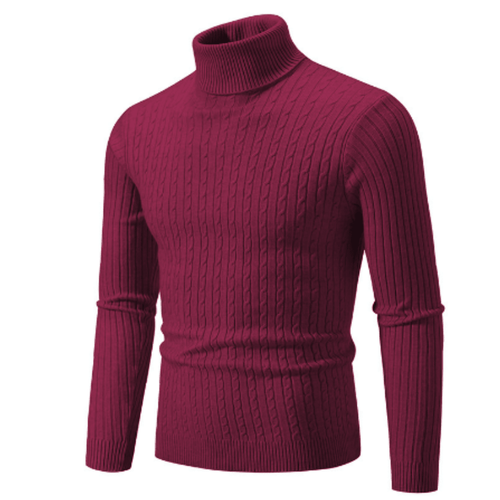 Sweter Męski z Golfem | Prążkowany Splot z Długim Rękawem - Arkadya Outlet - Sweaters