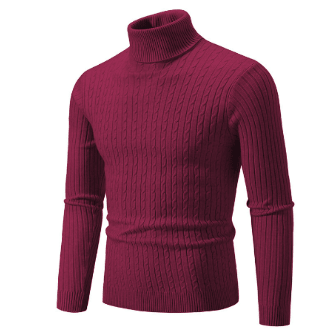 Sweter Męski z Golfem | Prążkowany Splot z Długim Rękawem - Arkadya Outlet - Sweaters
