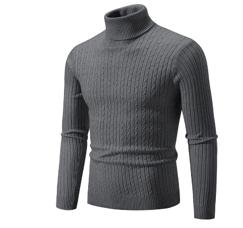 Sweter Męski z Golfem | Prążkowany Splot z Długim Rękawem - Arkadya Outlet - Sweaters
