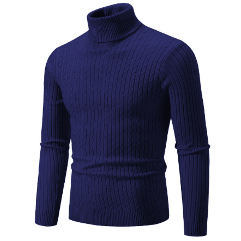 Sweter Męski z Golfem | Prążkowany Splot z Długim Rękawem - Arkadya Outlet - Sweaters