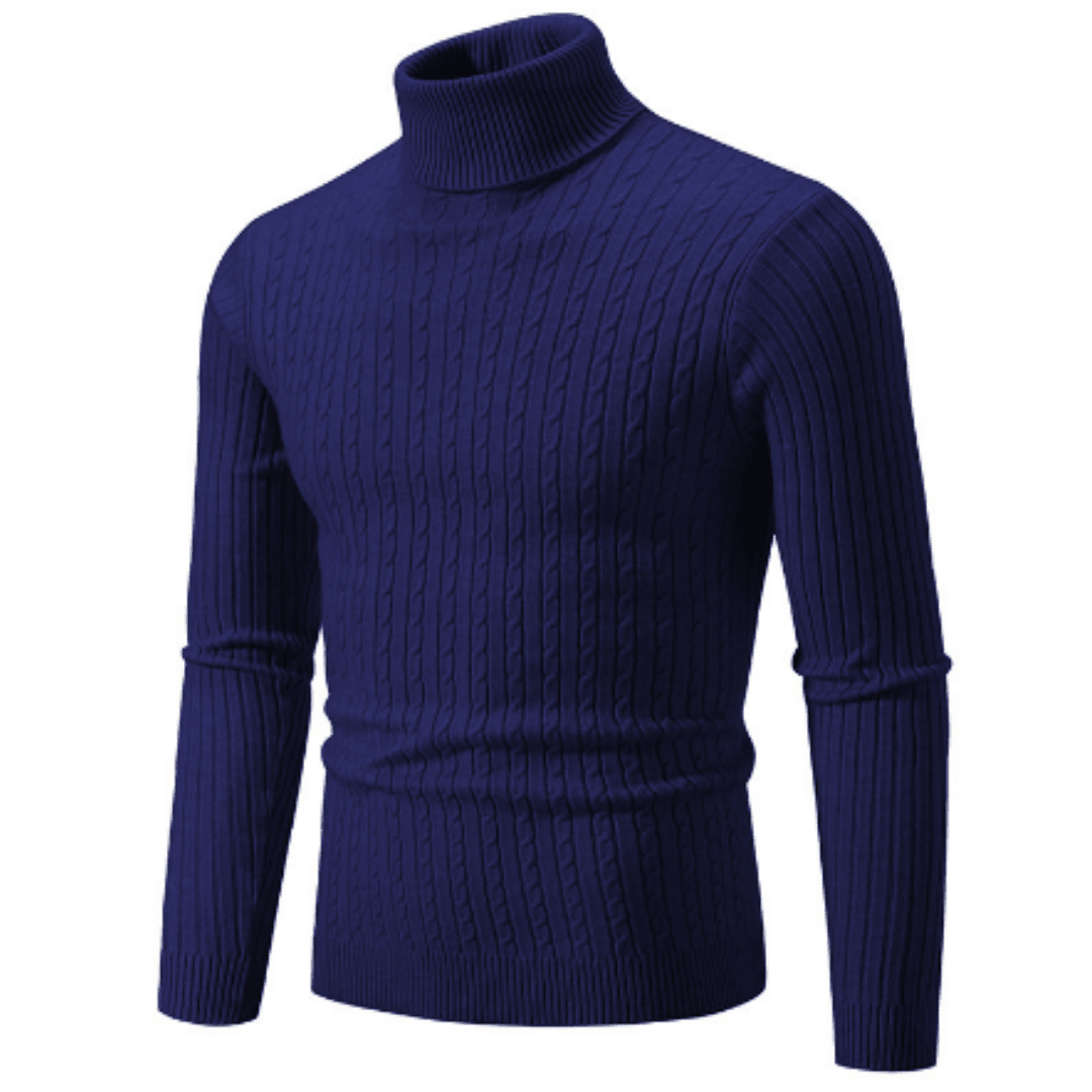 Sweter Męski z Golfem | Prążkowany Splot z Długim Rękawem - Arkadya Outlet - Sweaters