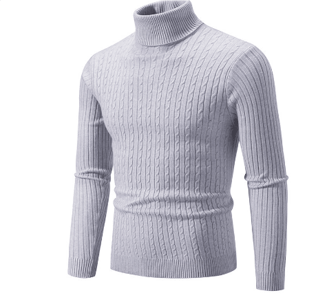 Sweter Męski z Golfem | Prążkowany Splot z Długim Rękawem - Arkadya Outlet - Sweaters