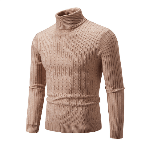 Sweter Męski z Golfem | Prążkowany Splot z Długim Rękawem - Arkadya Outlet - Sweaters
