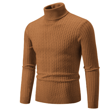 Sweter Męski z Golfem | Prążkowany Splot z Długim Rękawem - Arkadya Outlet - Sweaters
