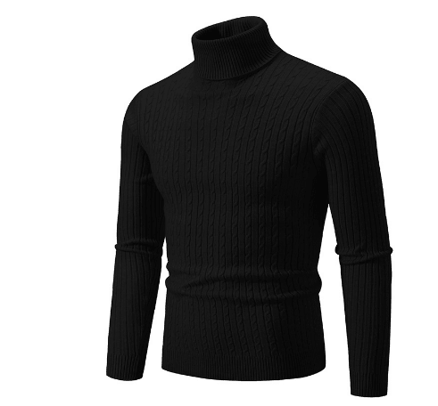 Sweter Męski z Golfem | Prążkowany Splot z Długim Rękawem - Arkadya Outlet - Sweaters