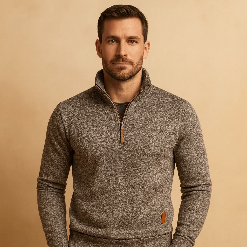 Sweter Męski z Zamkiem | Krój Regularny na Jesień i Zimę - Arkadya Outlet - Sweaters