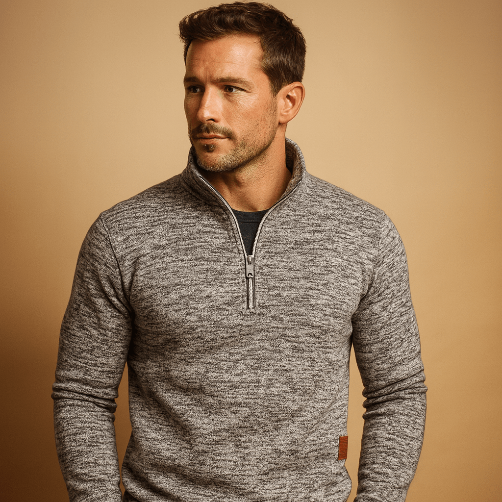 Sweter Męski z Zamkiem | Krój Regularny na Jesień i Zimę - Arkadya Outlet - Sweaters