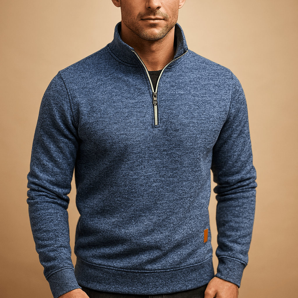 Sweter Męski z Zamkiem | Krój Regularny na Jesień i Zimę - Arkadya Outlet - Sweaters