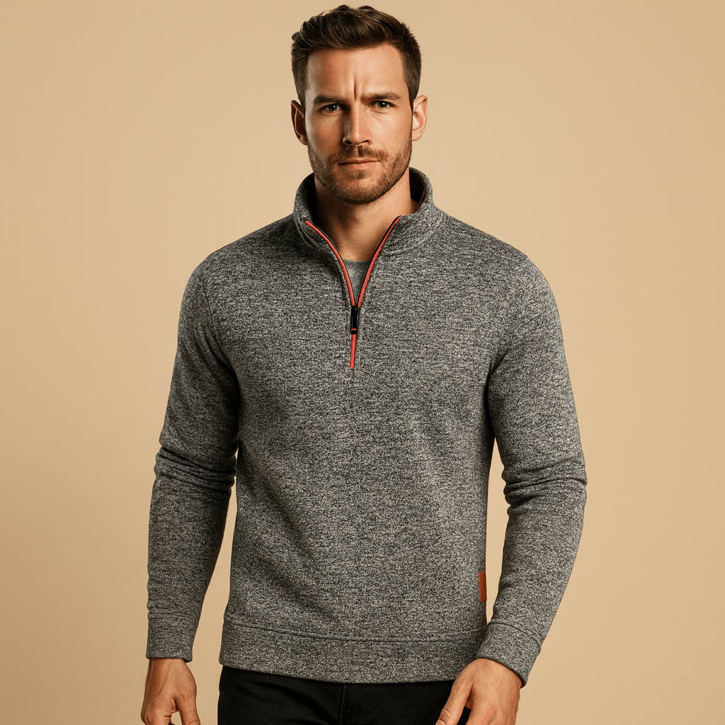 Sweter Męski z Zamkiem | Krój Regularny na Jesień i Zimę - Arkadya Outlet - Sweaters