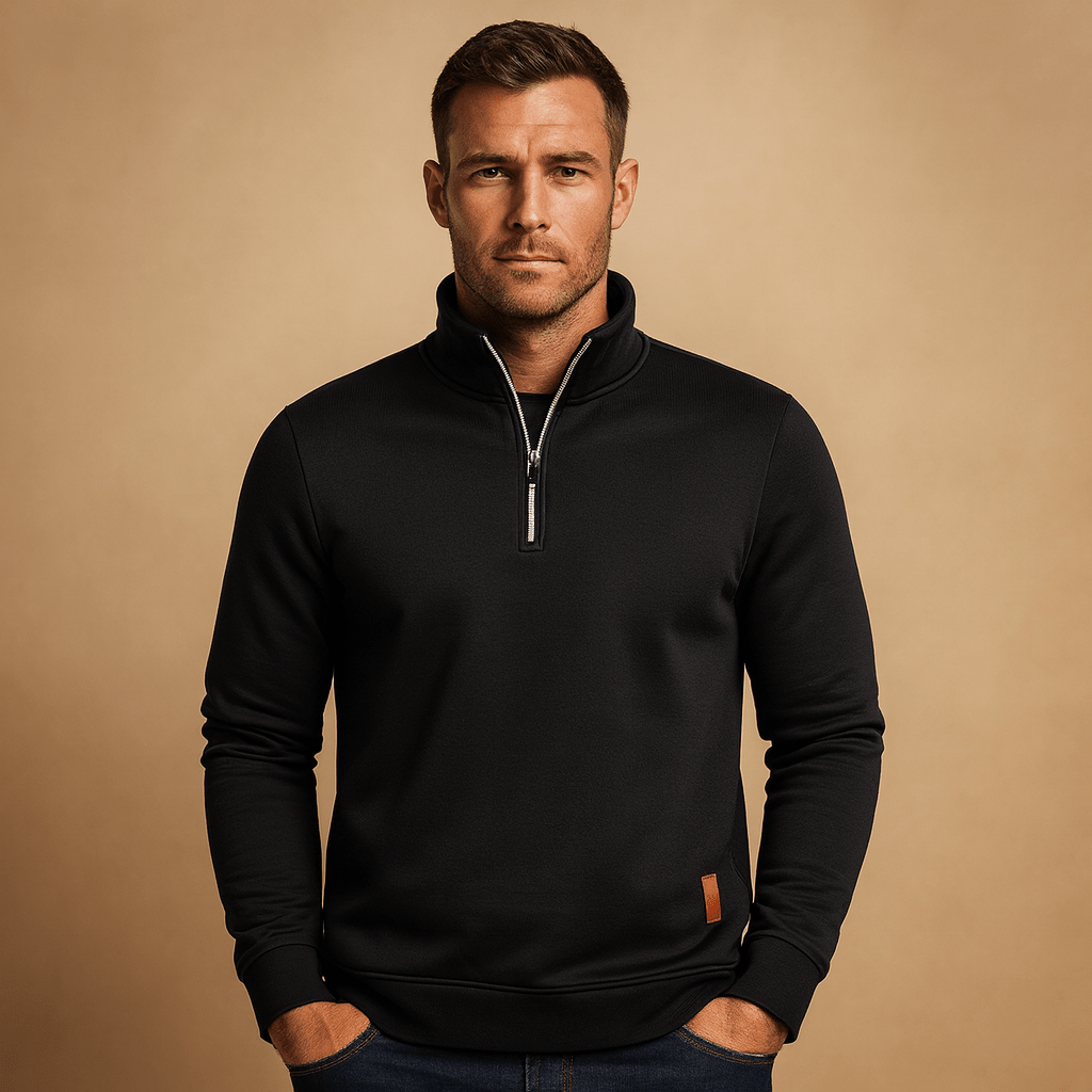 Sweter Męski z Zamkiem | Krój Regularny na Jesień i Zimę - Arkadya Outlet - Sweaters