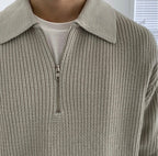 Sweter Męski z Zamkiem | Regularny Krój i Długi Rękaw - Arkadya Outlet - Sweaters