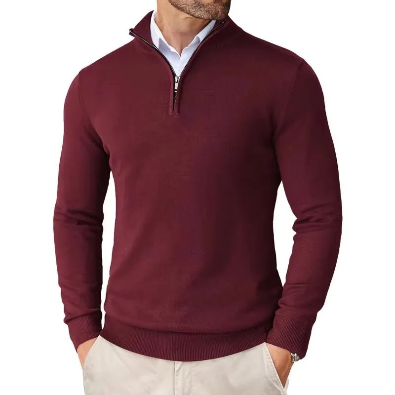 Sweter Męski z Zamkiem | Regularny Krój i Długi Rękaw - Arkadya Outlet - Sweaters