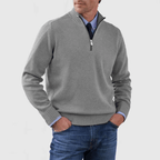 Sweter Męski | Zamek Ćwierć z Prążkowanymi Mankietami - Arkadya Outlet - Sweaters