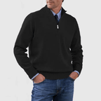 Sweter Męski | Zamek Ćwierć z Prążkowanymi Mankietami - Arkadya Outlet - Sweaters