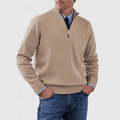 Sweter Męski | Zamek Ćwierć z Prążkowanymi Mankietami - Arkadya Outlet - Sweaters