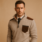 Sweter Męski | Zamek przy Kołnierzu i Kieszonka na Piersi - Arkadya Outlet - Sweaters