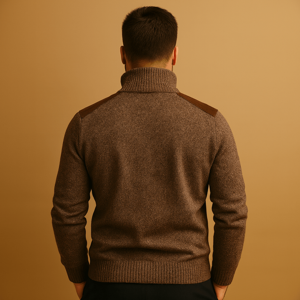 Sweter Męski | Zamek przy Kołnierzu i Kieszonka na Piersi - Arkadya Outlet - Sweaters
