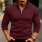 Sweter Męski | Zamek z Przodu i Stójka na Długi Rękaw - Arkadya Outlet - Sweaters