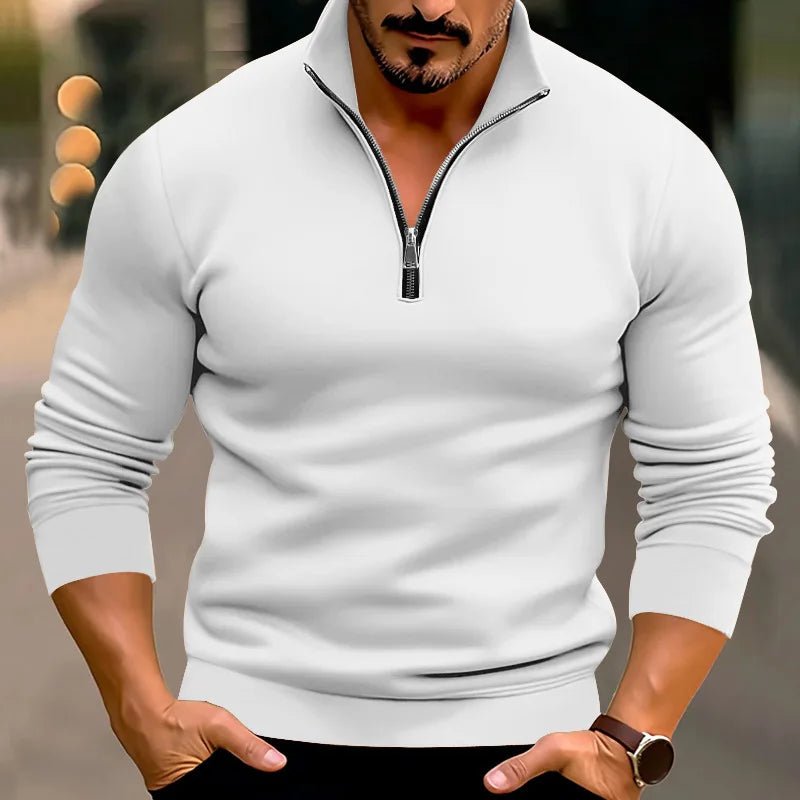 Sweter Męski | Zamek z Przodu i Stójka na Długi Rękaw - Arkadya Outlet - Sweaters