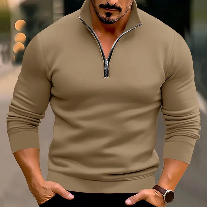 Sweter Męski | Zamek z Przodu i Stójka na Długi Rękaw - Arkadya Outlet - Sweaters