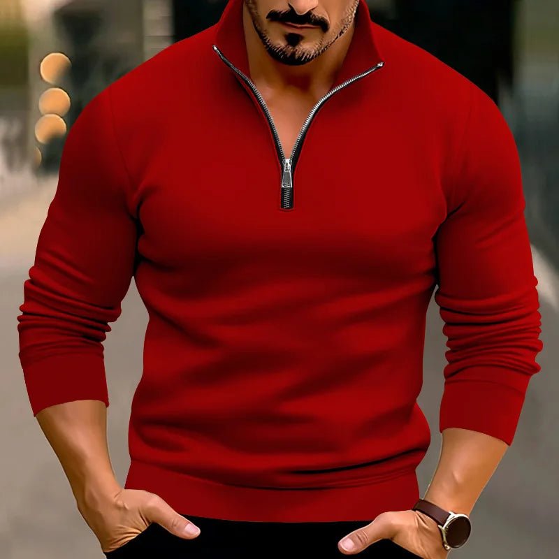 Sweter Męski | Zamek z Przodu i Stójka na Długi Rękaw - Arkadya Outlet - Sweaters