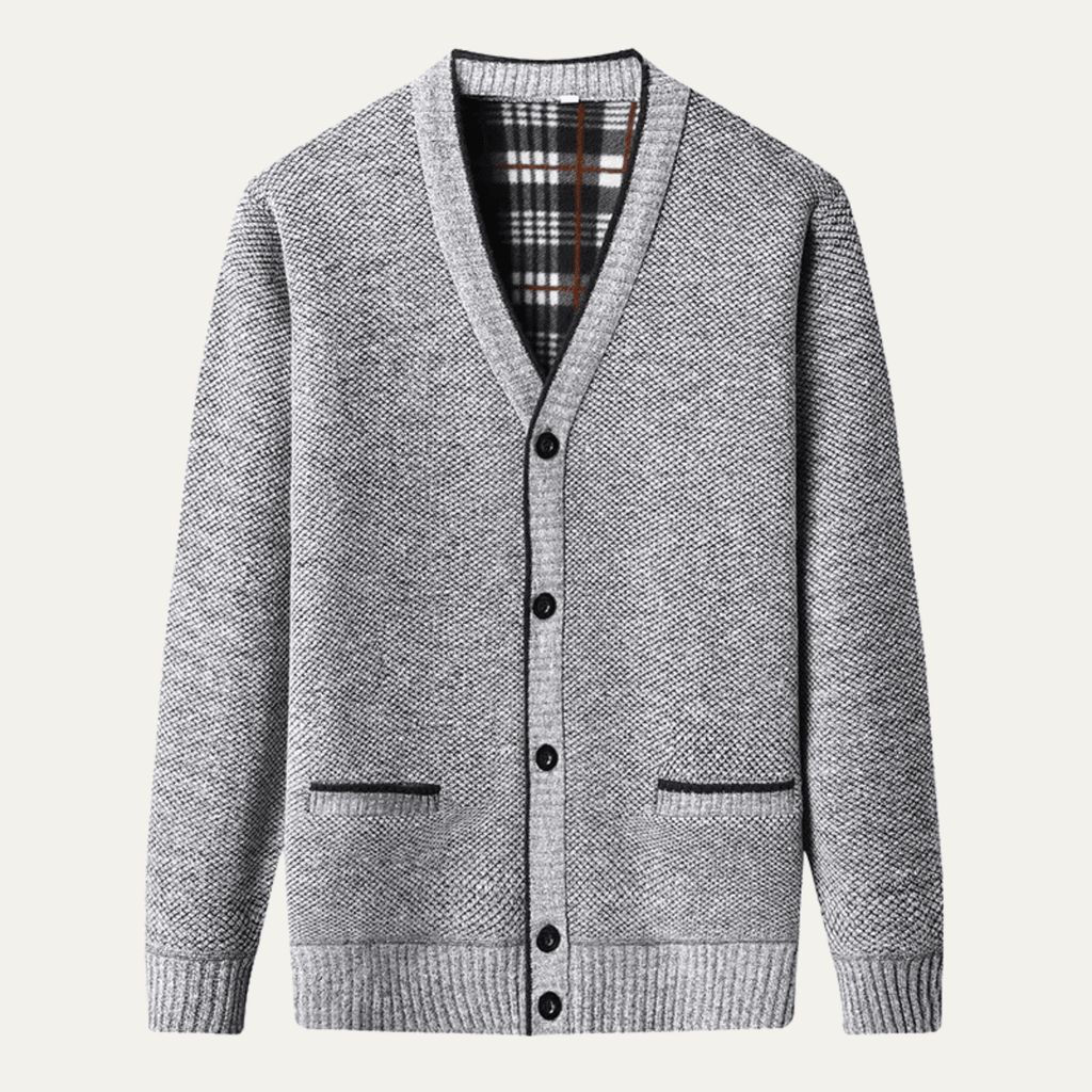 Sweter rozpinany męski z dekoltem V - Arkadya Outlet - Men Cardigan
