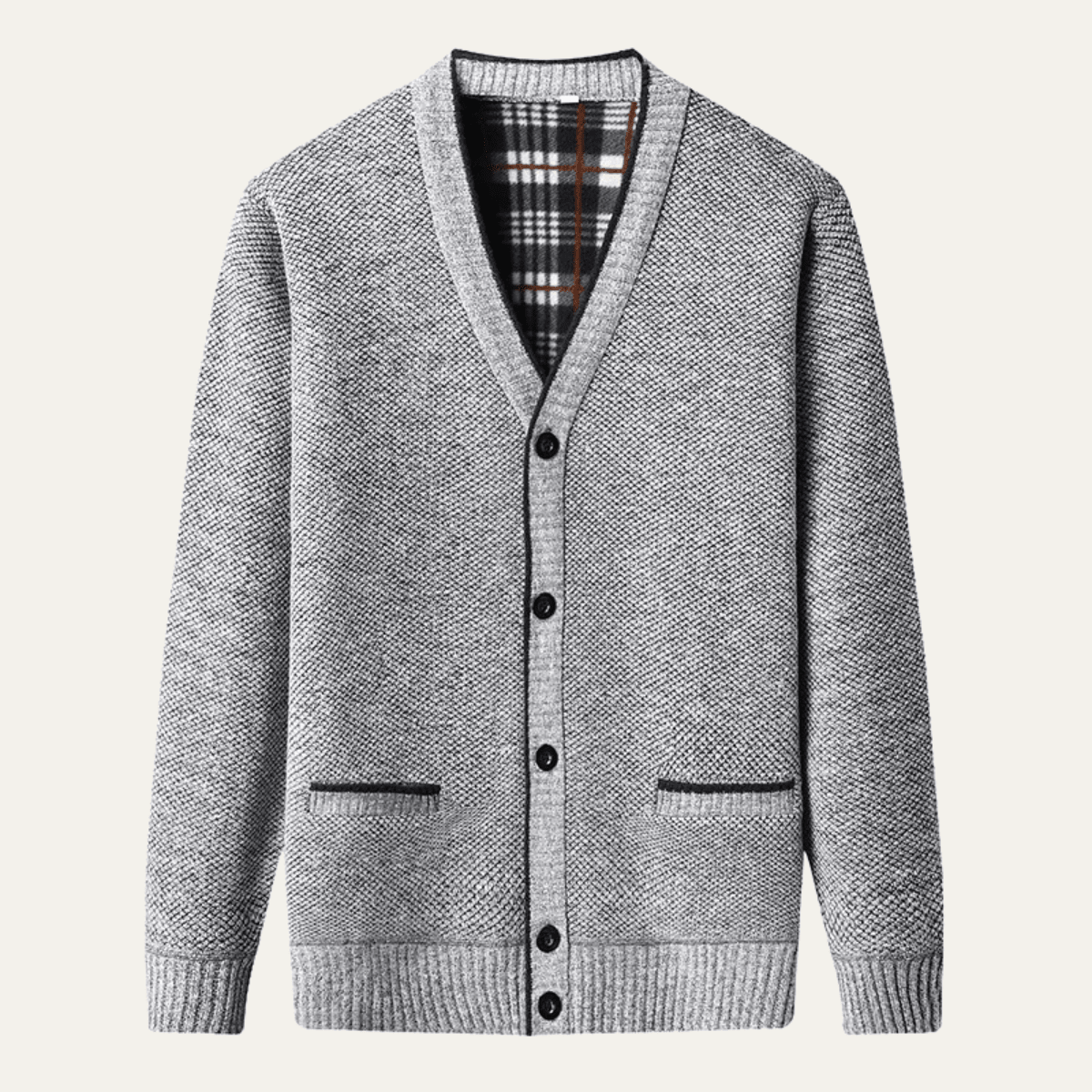 Sweter rozpinany męski z dekoltem V - Arkadya Outlet - Men Cardigan