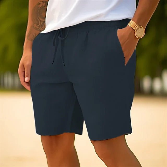 Szorty męskie ze sznurkiem i elastycznym pasem - Arkadya Outlet - Men Short