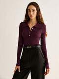 Top damski dopasowany z długim rękawem - Arkadya Outlet - Women Shirt