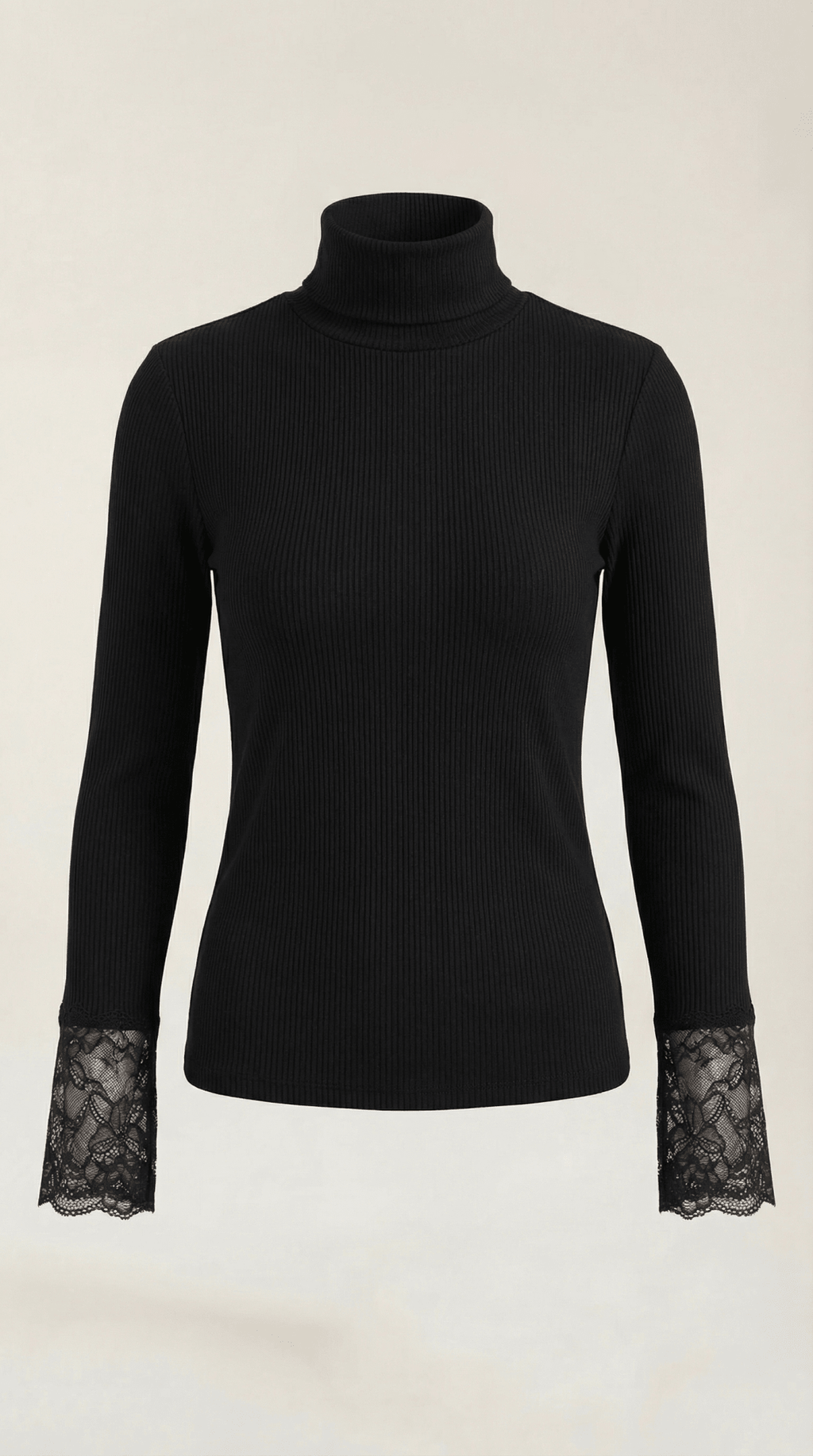 Top damski golf z koronkowymi mankietami - Arkadya Outlet - Women Top