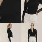 Top damski golf z koronkowymi mankietami - Arkadya Outlet - Women Top