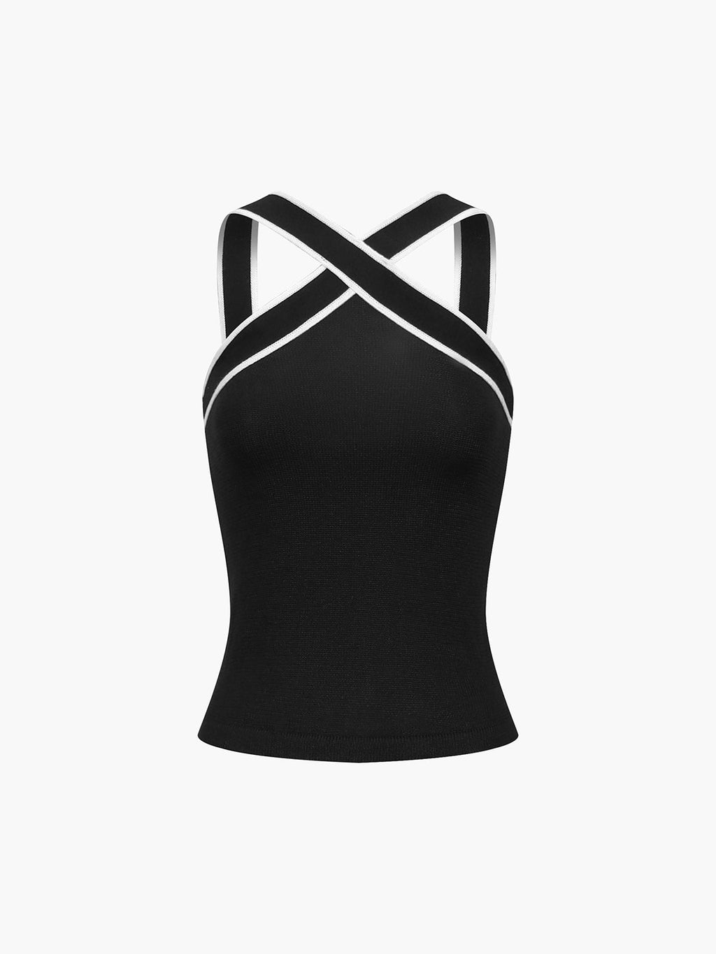 Top damski halter ze skrzyżowanymi paskami - Arkadya Outlet - Women Top