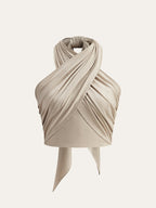 Top damski krótki halter ze skrzyżowanym przodem - Arkadya Outlet - Women Top