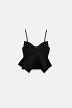 Top damski krótki z kokardą z przodu - Arkadya Outlet - Women Top