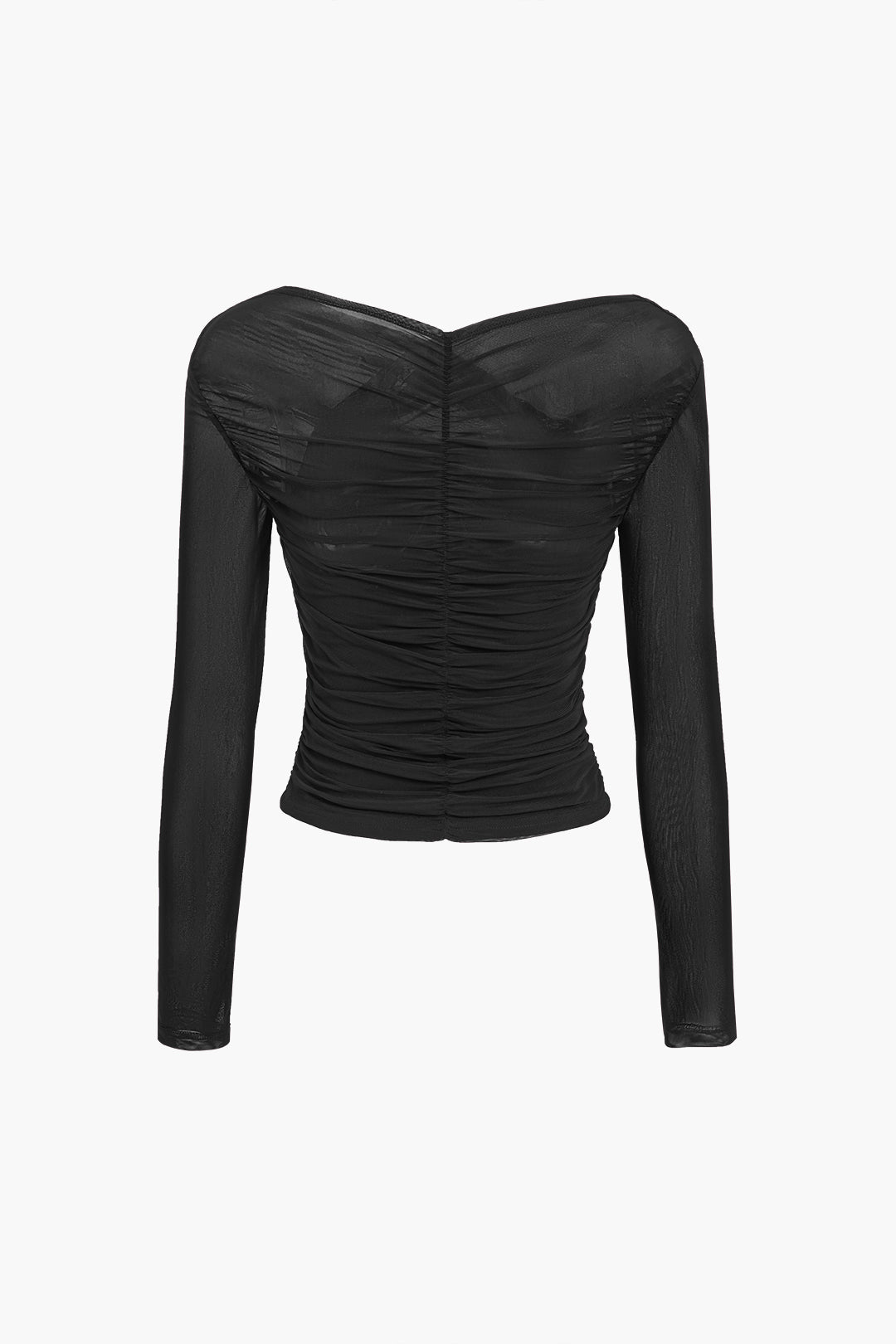 Top damski marszczony z długim rękawem - Arkadya Outlet - Women Top