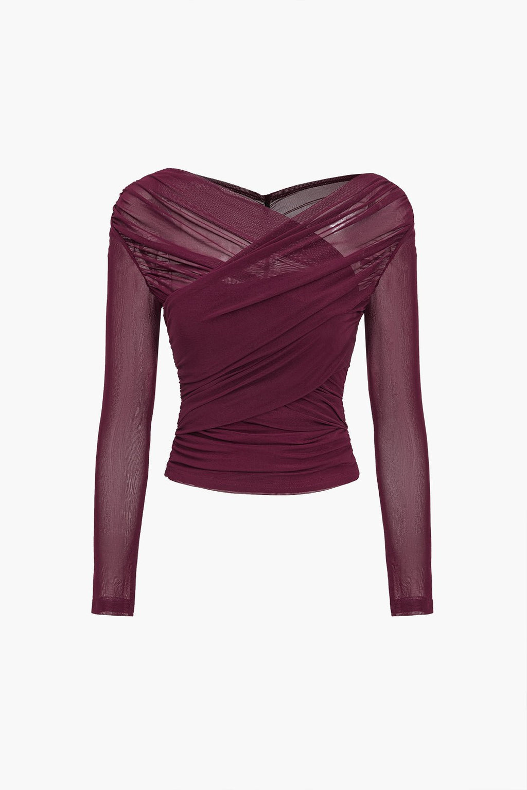 Top damski marszczony z długim rękawem - Arkadya Outlet - Women Top