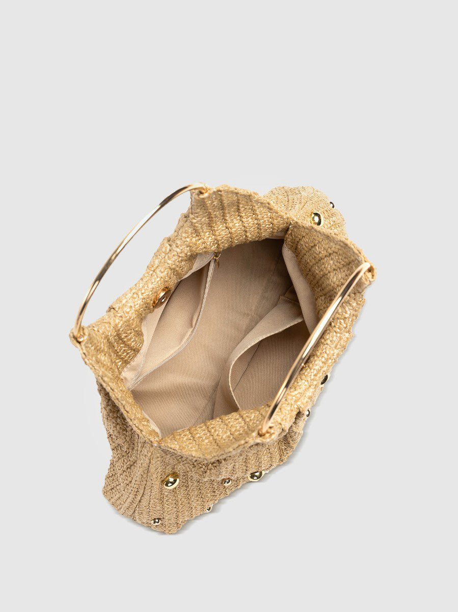 Torba hobo damska – koralikowa, uchwyt pierścieniowy - Arkadya Outlet - Women Bag