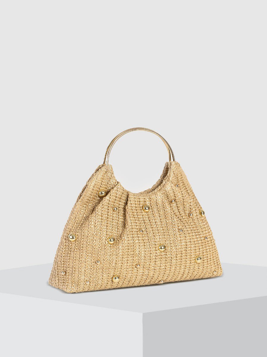 Torba hobo damska – koralikowa, uchwyt pierścieniowy - Arkadya Outlet - Women Bag