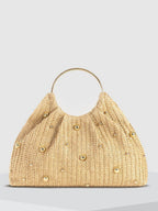 Torba hobo damska – koralikowa, uchwyt pierścieniowy - Arkadya Outlet - Women Bag