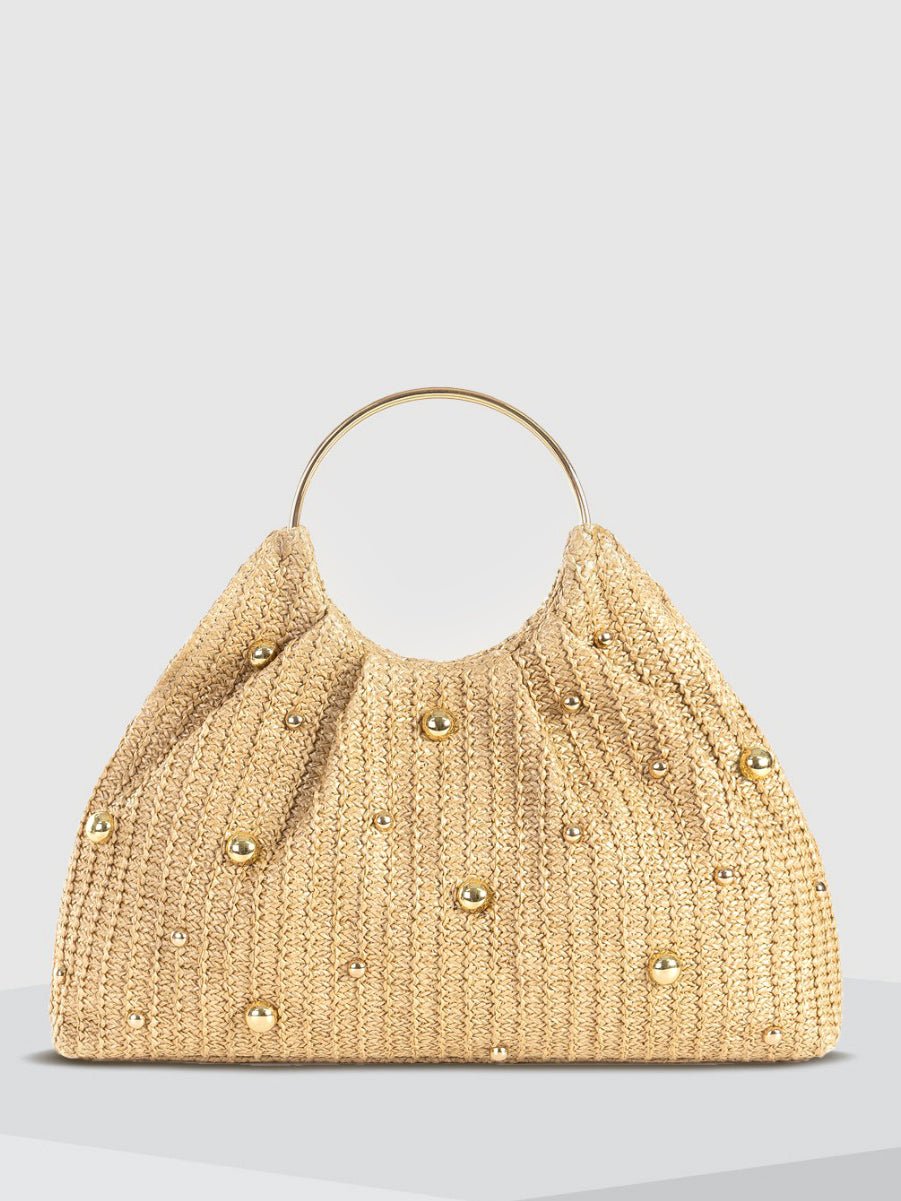 Torba hobo damska – koralikowa, uchwyt pierścieniowy - Arkadya Outlet - Women Bag