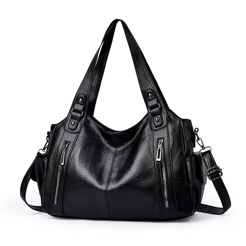 Torba na ramię damska – regulowany pasek, srebrne okucia - Arkadya Outlet - Women Bag