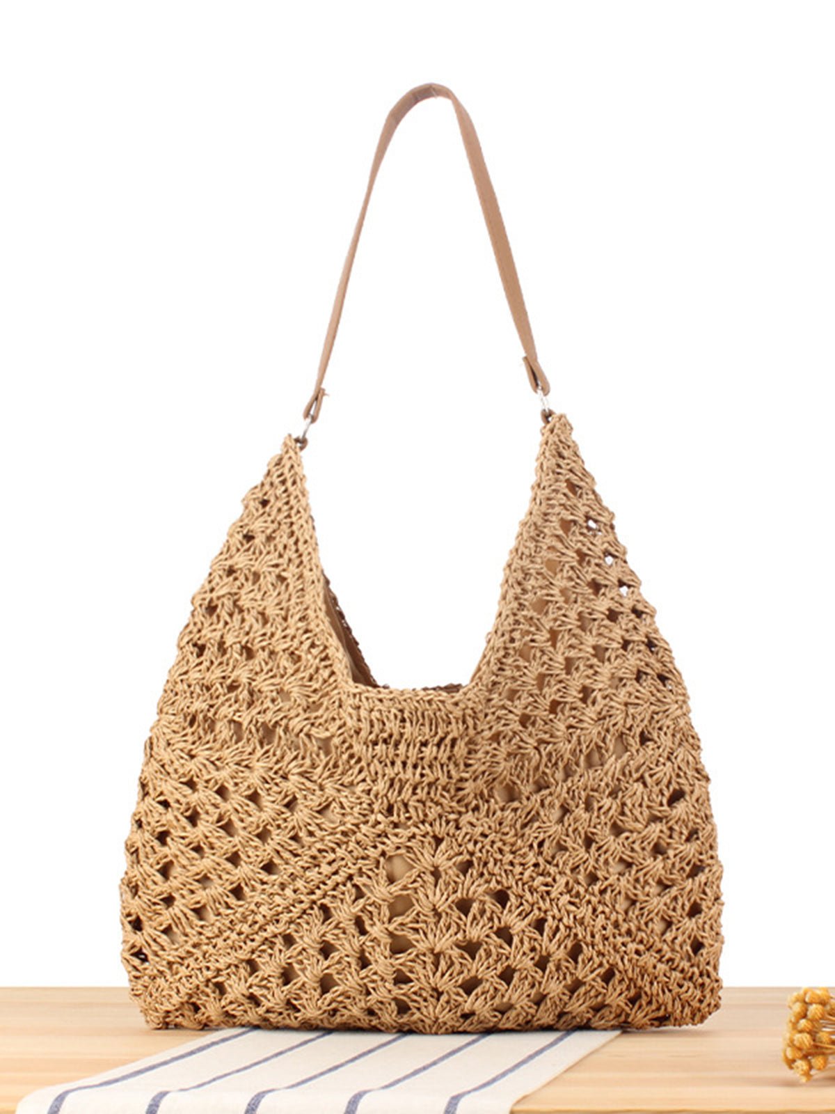 Torba na ramię damska szydełkowa – miękka forma - Arkadya Outlet - Women Bag